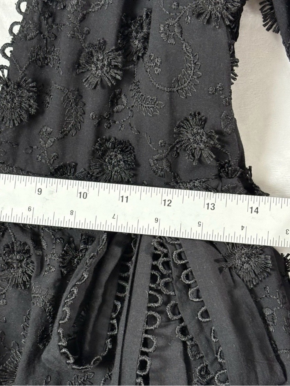 FARM RIO Black Flowers Textured Tiered Ruffle Midi-Dress Sz S Victorian Prairie - Picture 14 of 16